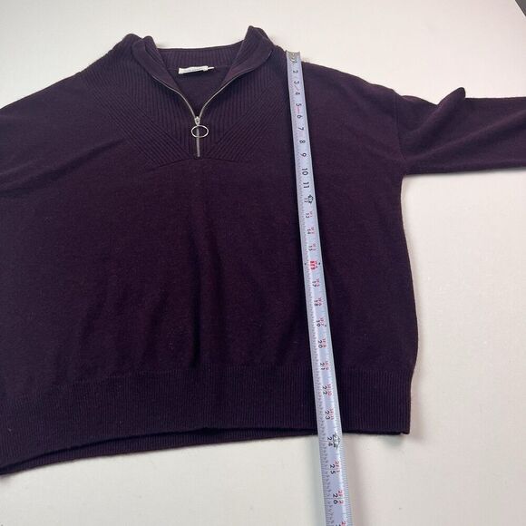 The Reset R Label Wool Cashmere Sweater M Purple Quarter Zip Quiet Luxury Preppy - Picture 7 of 10